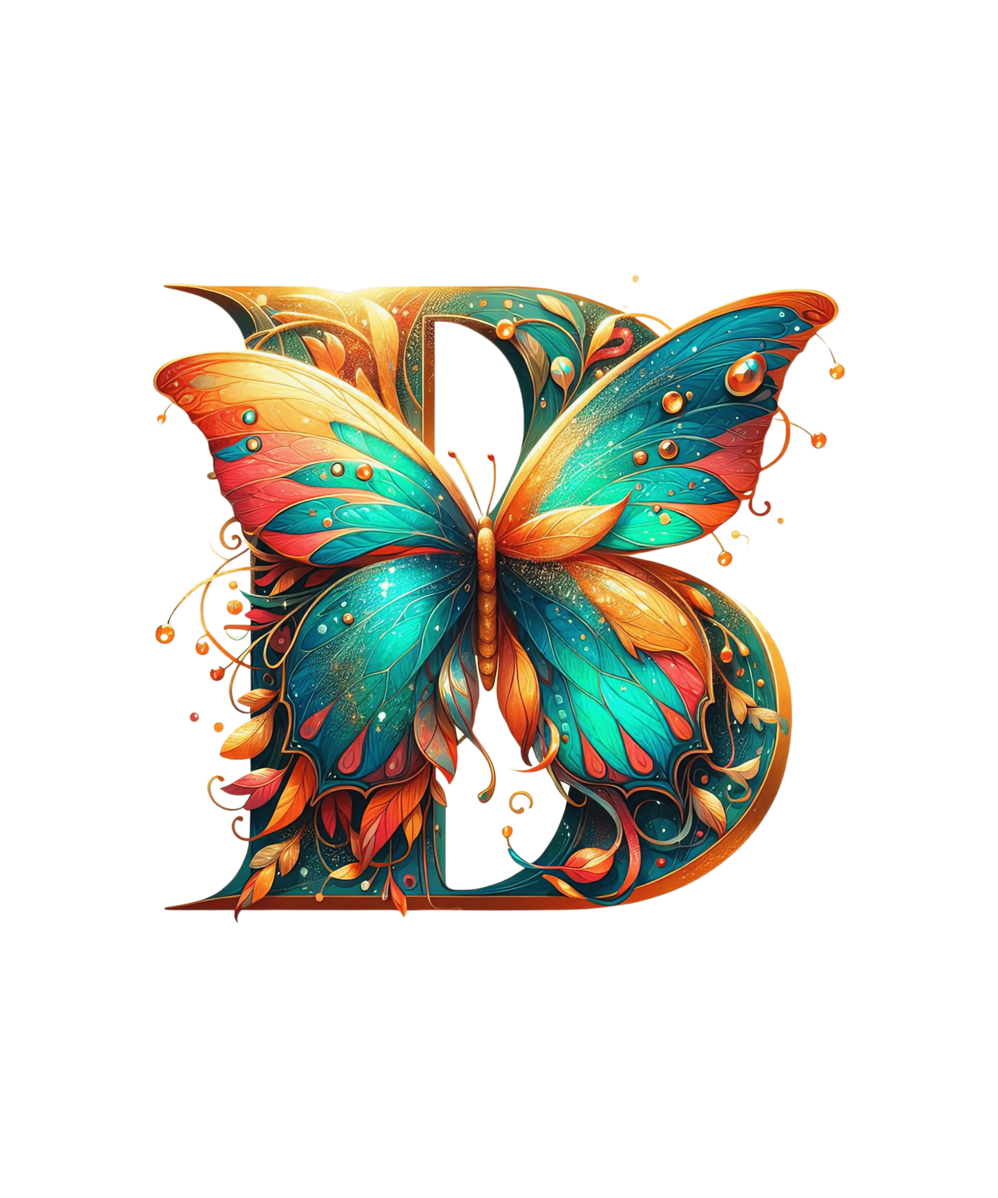 Bügelbild Buchstabe B Schmetterling Fylou's Style