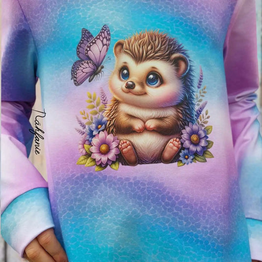 Bügelbild Igel  mit Schmetterling #2 Fylou's Style