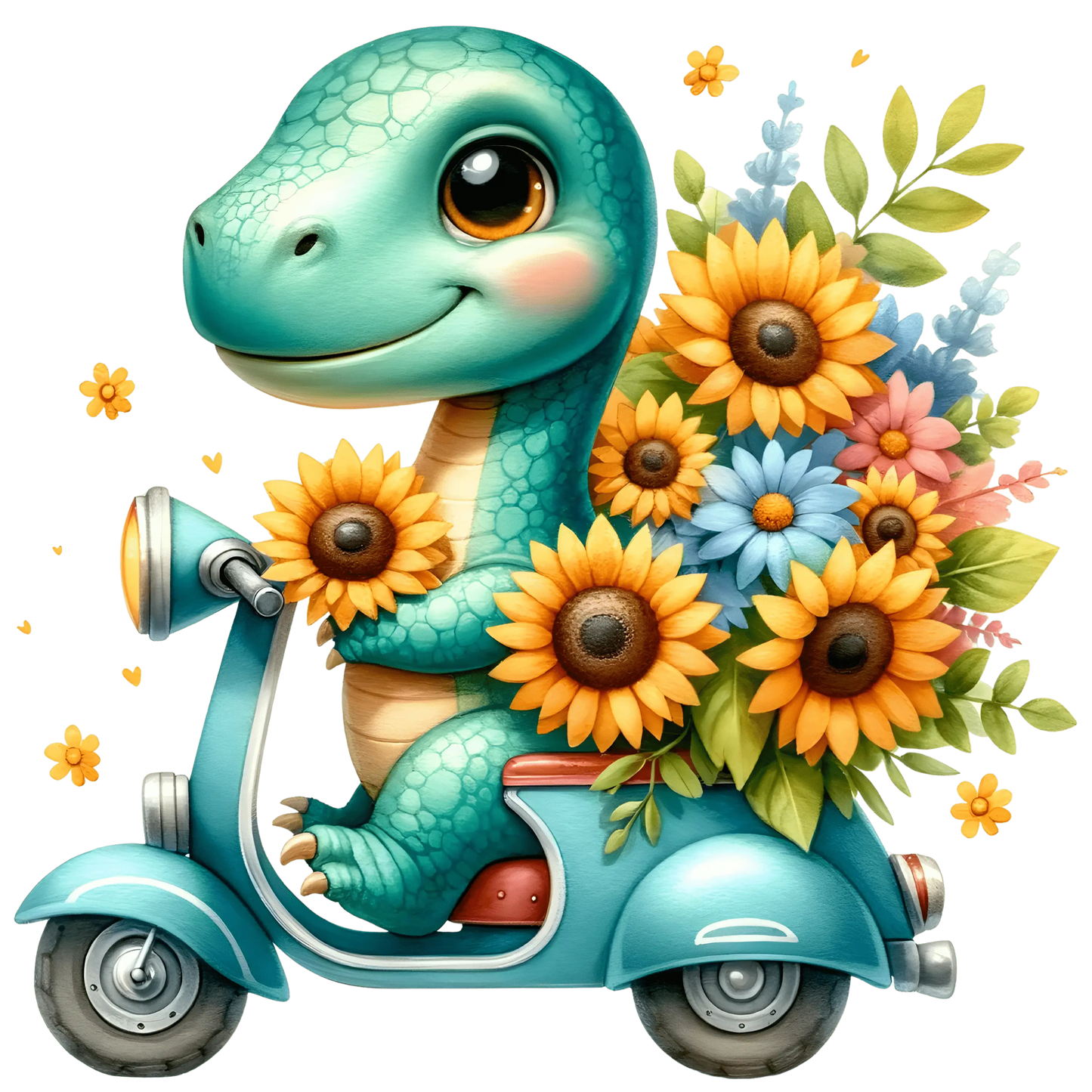 Bügelbild Sonnenblumen Dinosaurier #21 Fylou's Style