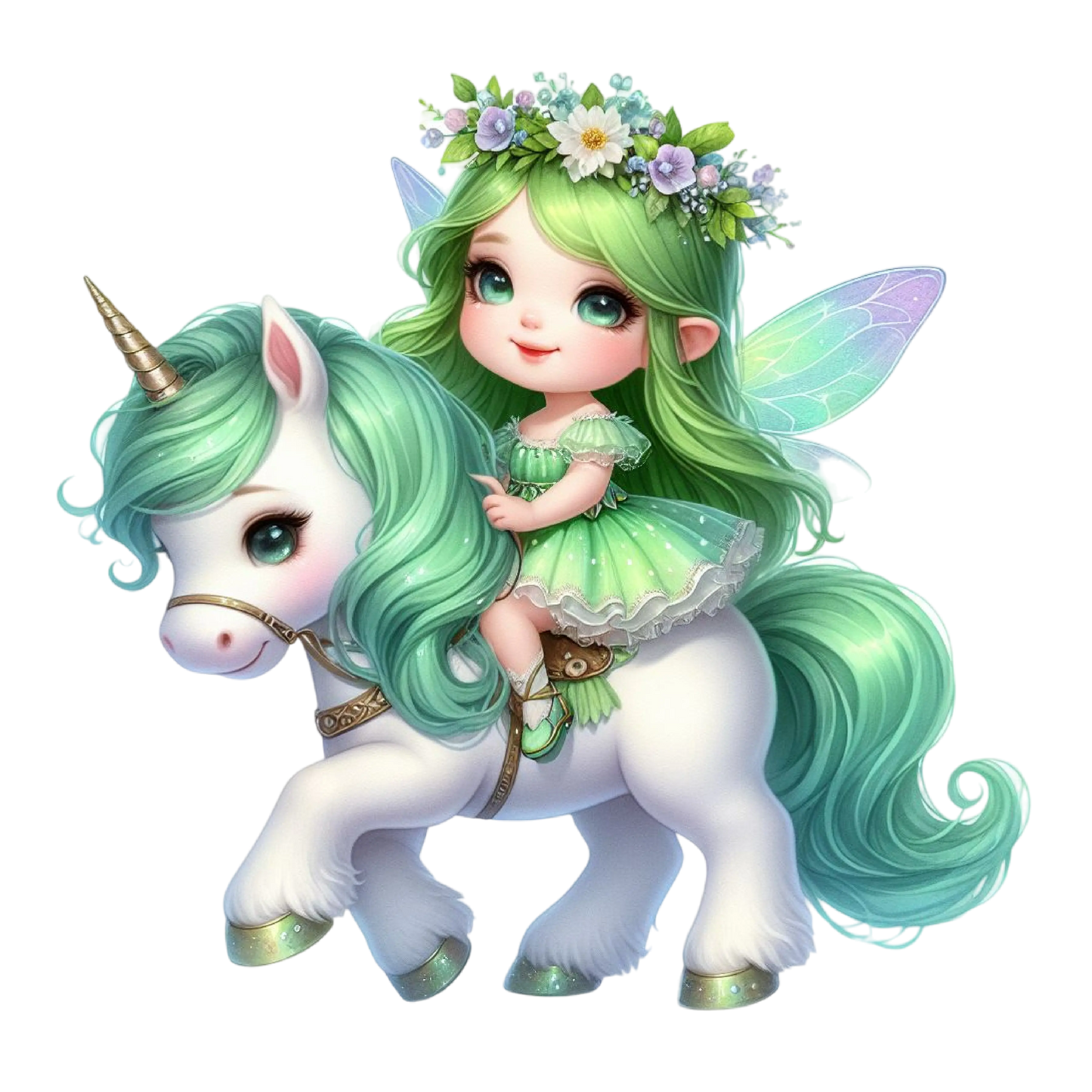 Bügelbild kleine Fee mit Einhorn #13 Fylou's Style