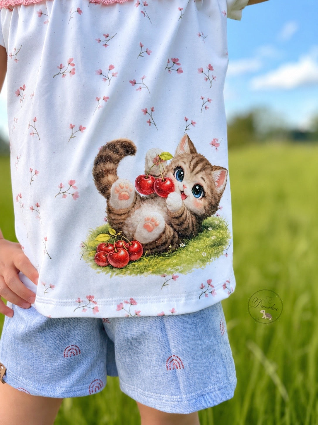 Bügelbild Katze mit Kirchen