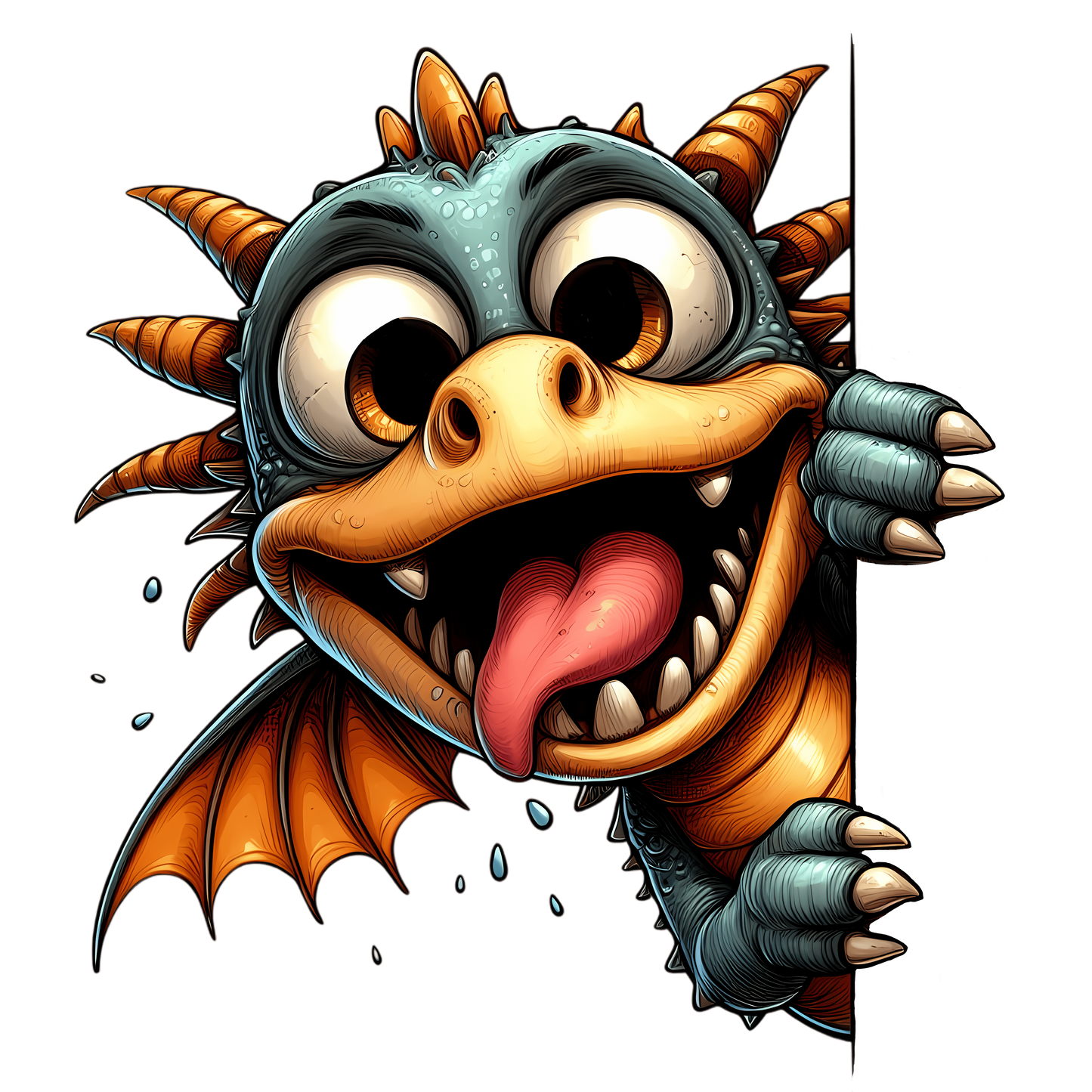 Bügelbild frecher guck guck Drache