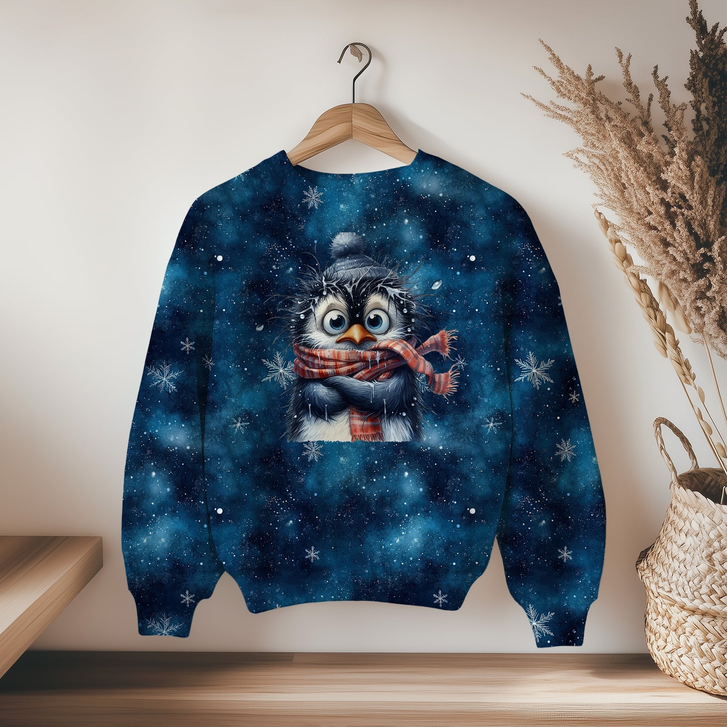 Winterkleidung aus Eisflocken blau Stoff