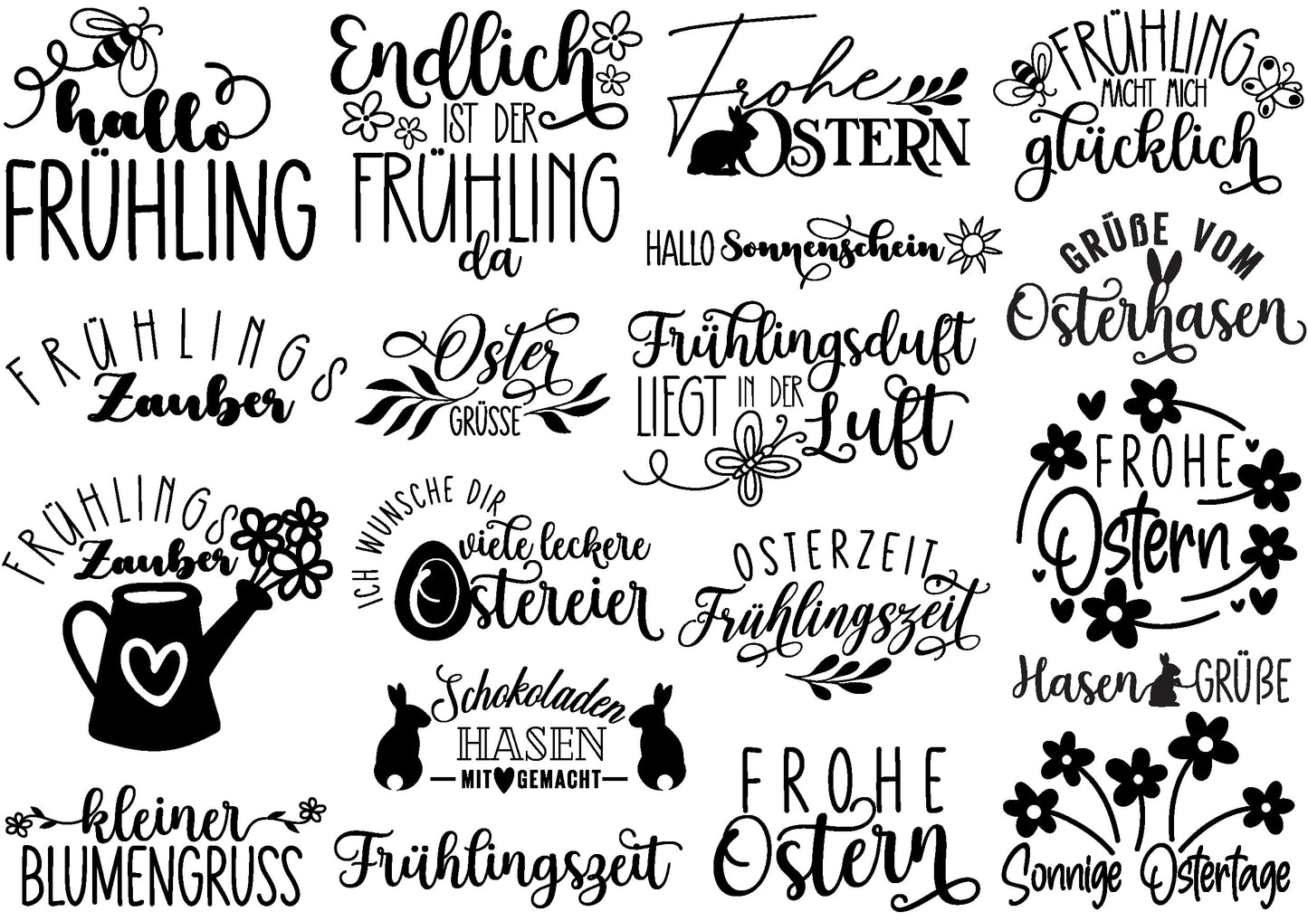 Rub On Bogen "Frühling" Sticker Sprüche, randlose Rub ons