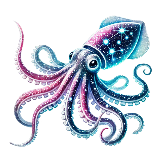 Bügelbild glitzernde Meerestiere Tintenfisch #3 Fylou's Style