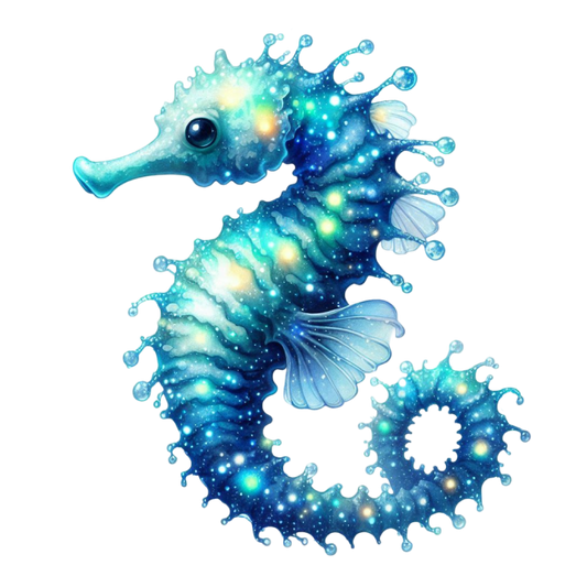 Bügelbild glitzernde Meerestiere Seepferdchen #08 Fylou's Style