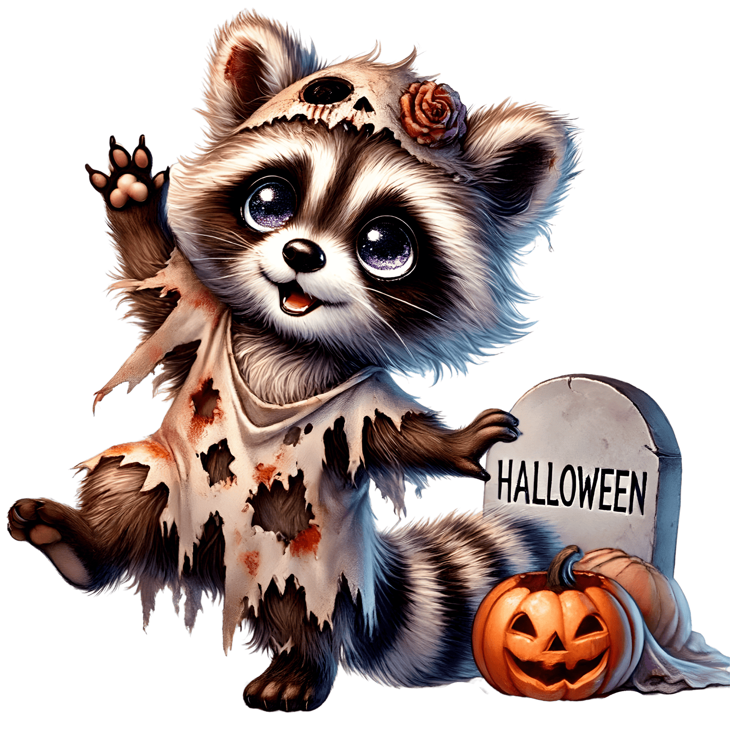 Bügelbild gruseliger Halloween Waschbär #2