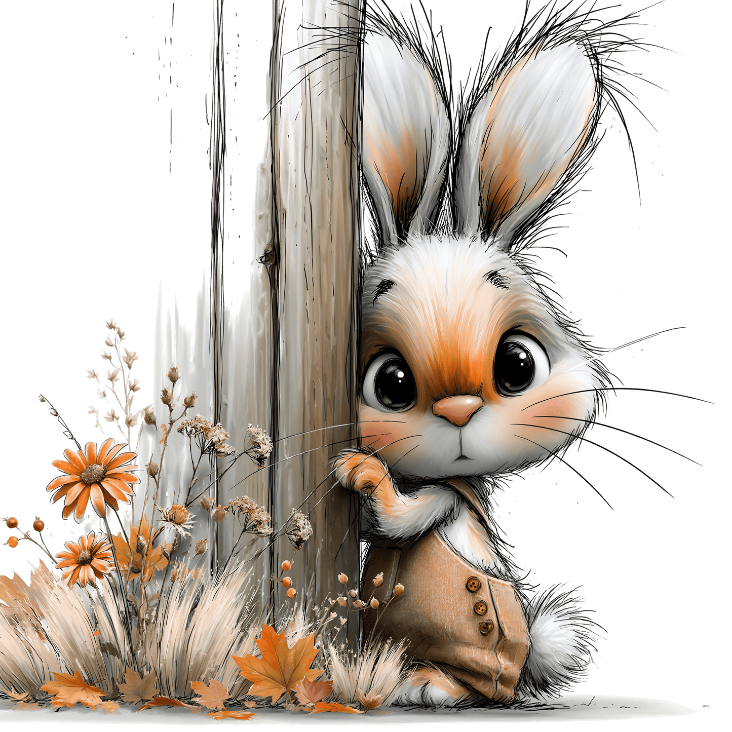 Bügelbild herbstliche Tiere schauen hervor #11 Hase