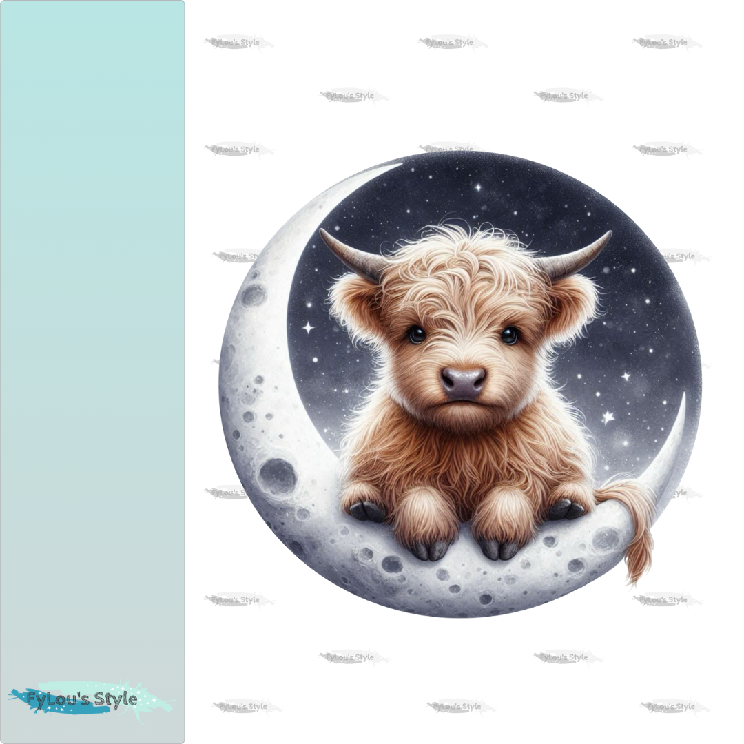 Bügelbild highland Kuh auf dem Mond Fylou's Style