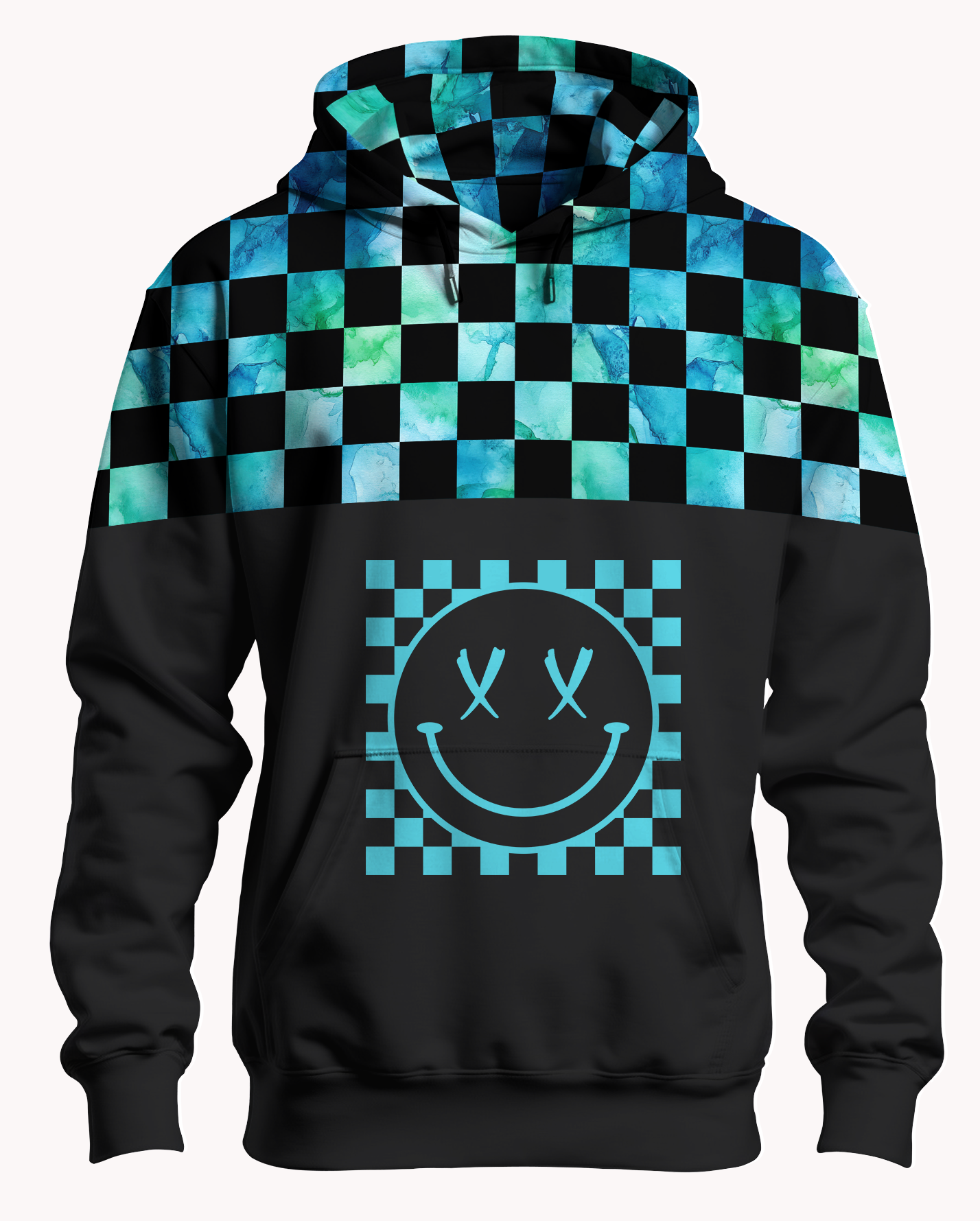 Bügelbild Smiley Neon Aqua