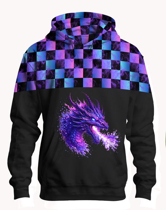 Bügelbild Lila Splash Pixel Drache