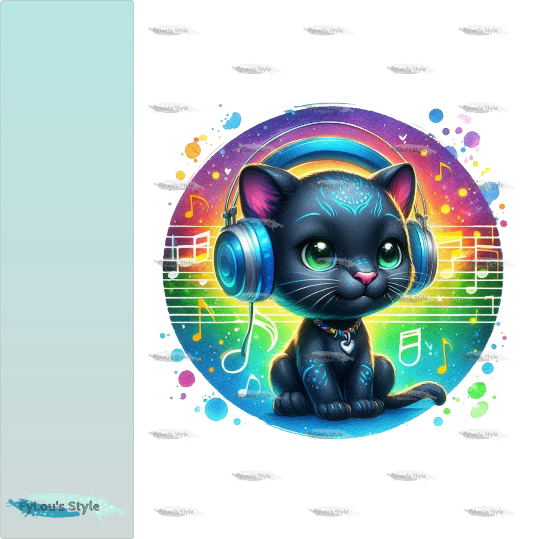 Bügelbild kleiner Colorful Musik Panther #2 Fylou's Style