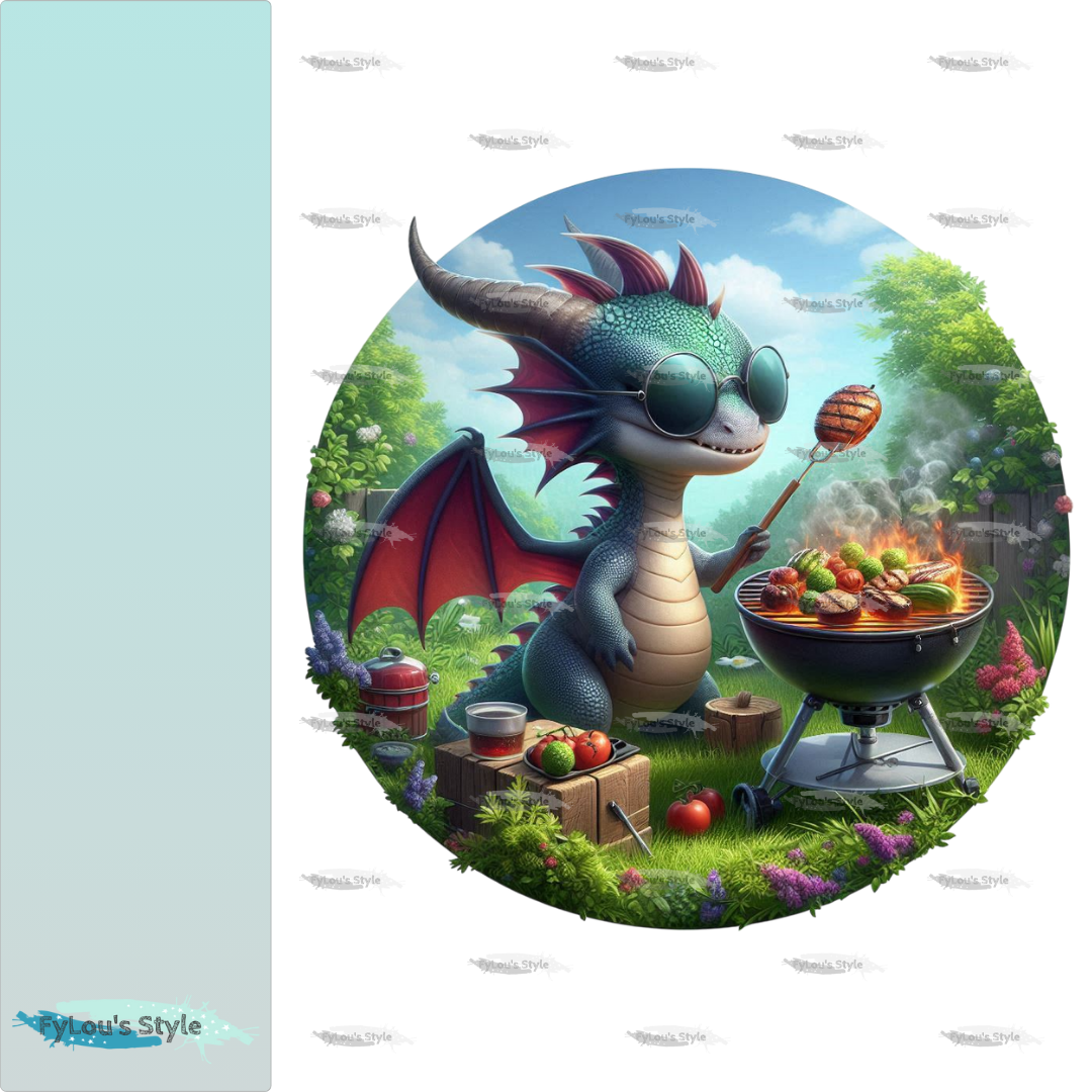 Bügelbild kleiner Drache beim Grillen #6 Fylou's Style