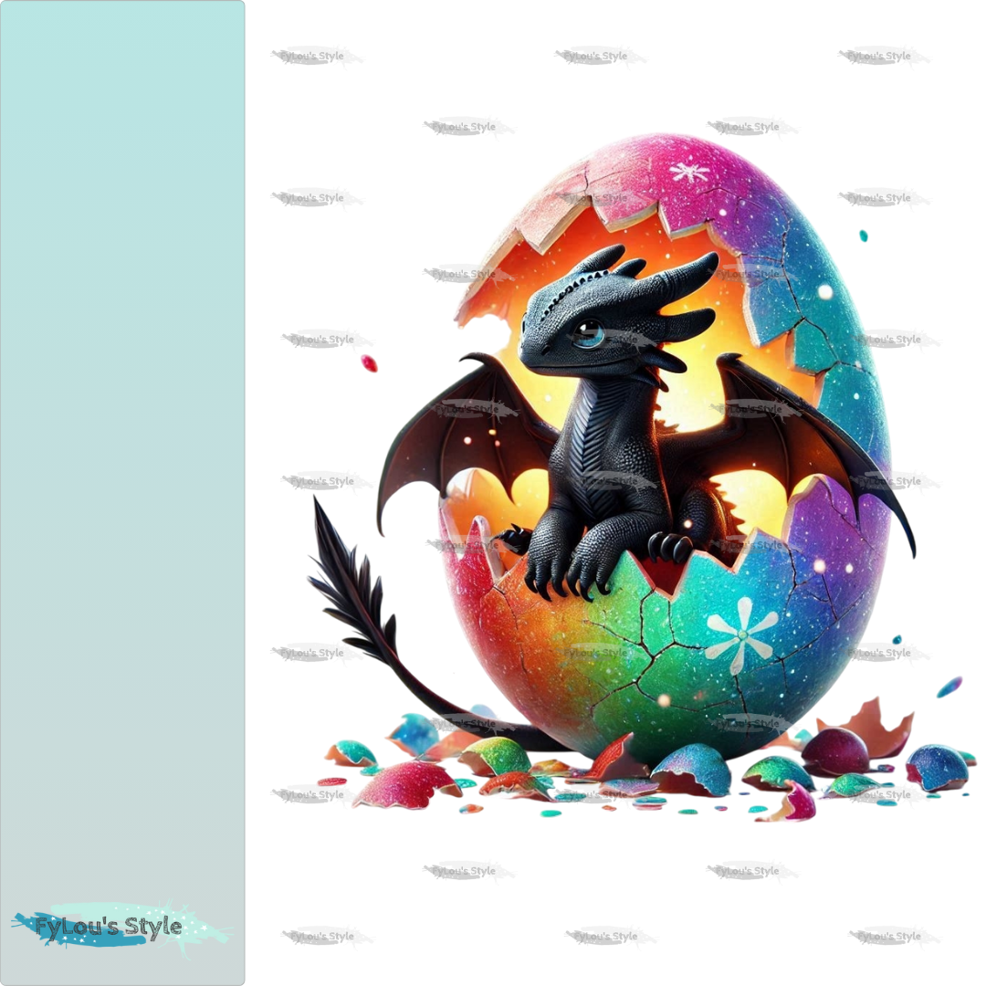 Bügelbild kleiner Drache im bunten Ei #3 Fylou's Style
