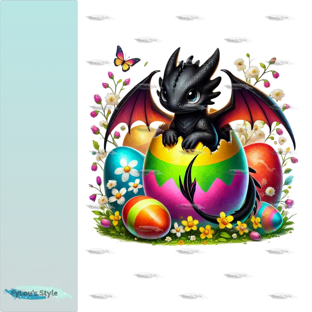 Bügelbild kleiner Drache im bunten Ei #4 Fylou's Style