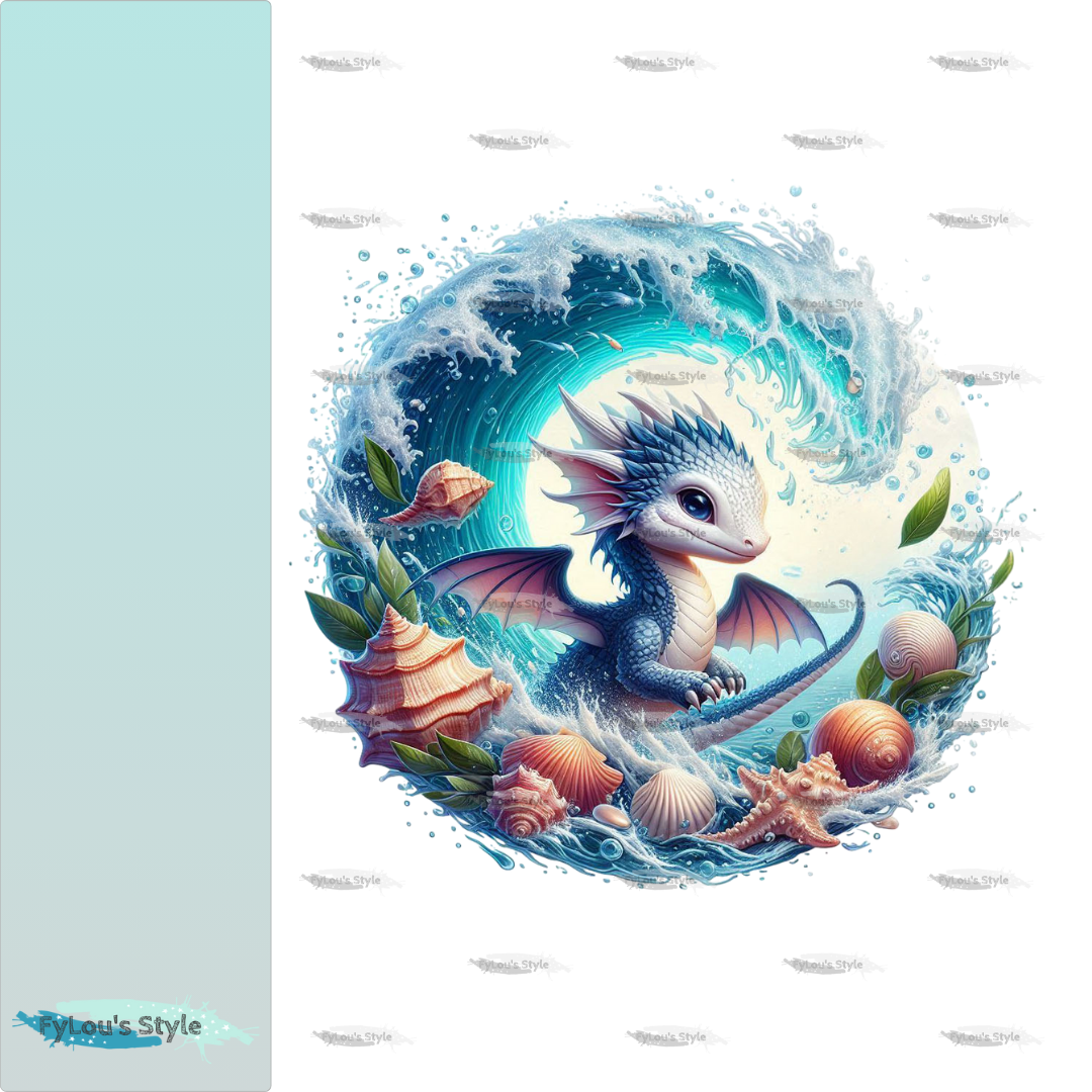 Bügelbild kleiner Drache in Wasserwelle #8 Fylou's Style