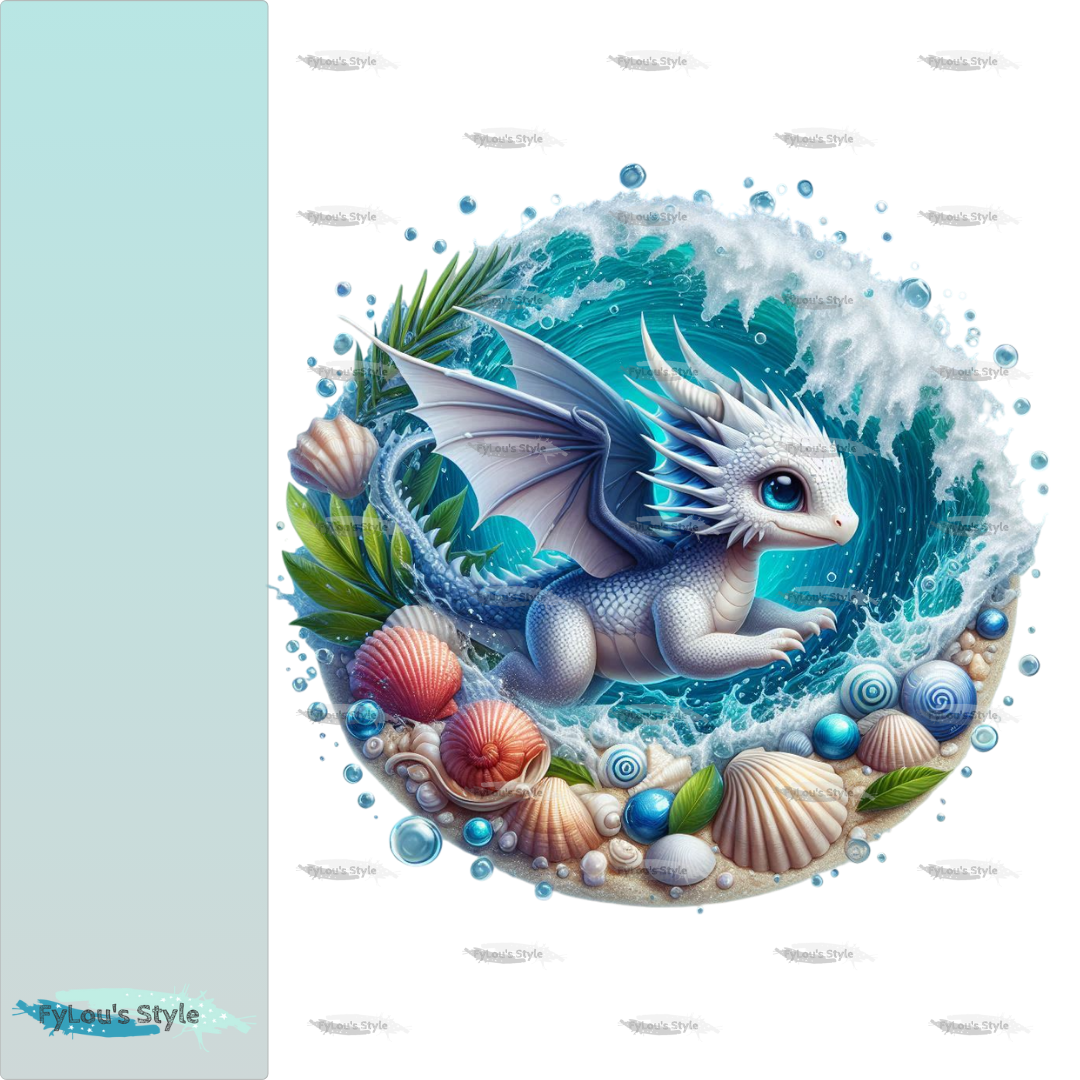 Bügelbild kleiner Drache in Wasserwelle #9 Fylou's Style