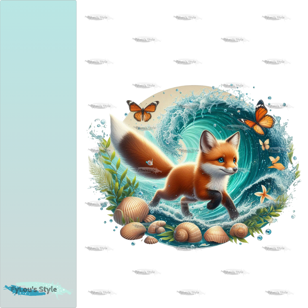 Bügelbild kleiner Fuchs in Wasserwelle #1 Fylou's Style