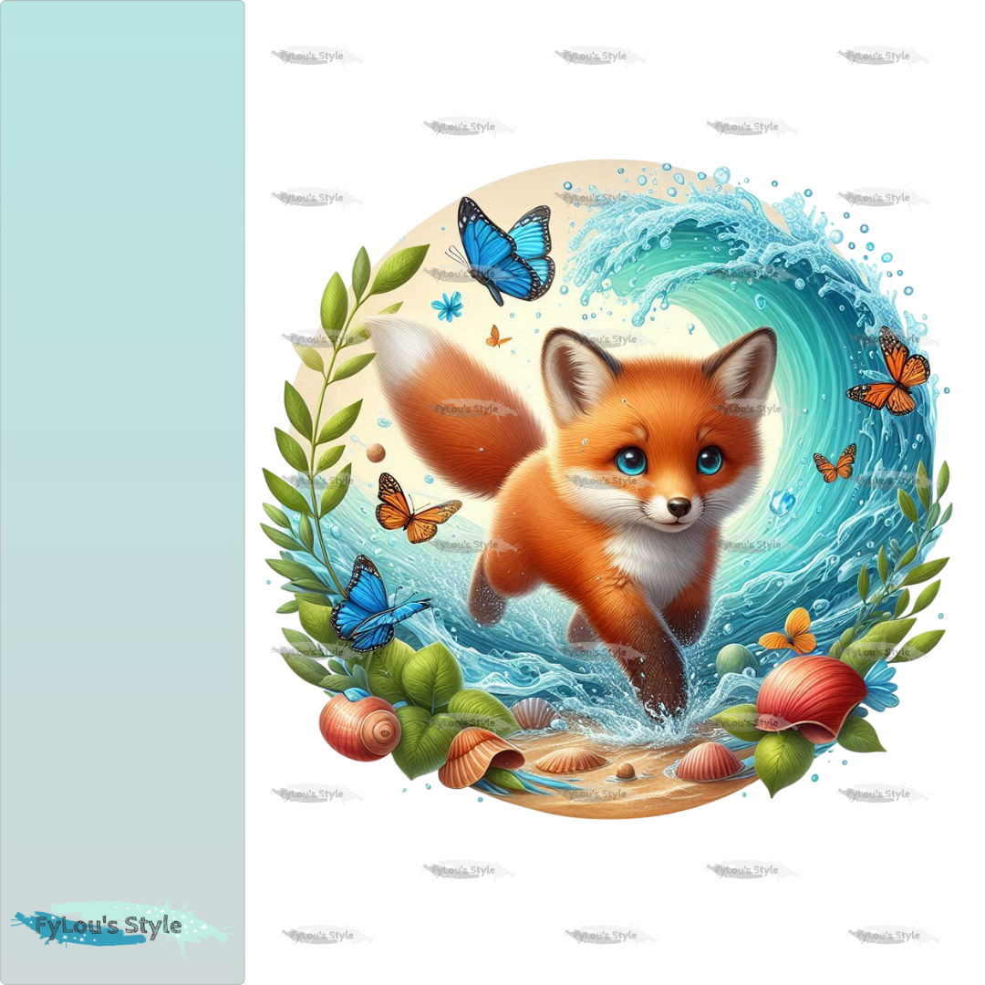 Bügelbild kleiner Fuchs in Wasserwelle #2 Fylou's Style