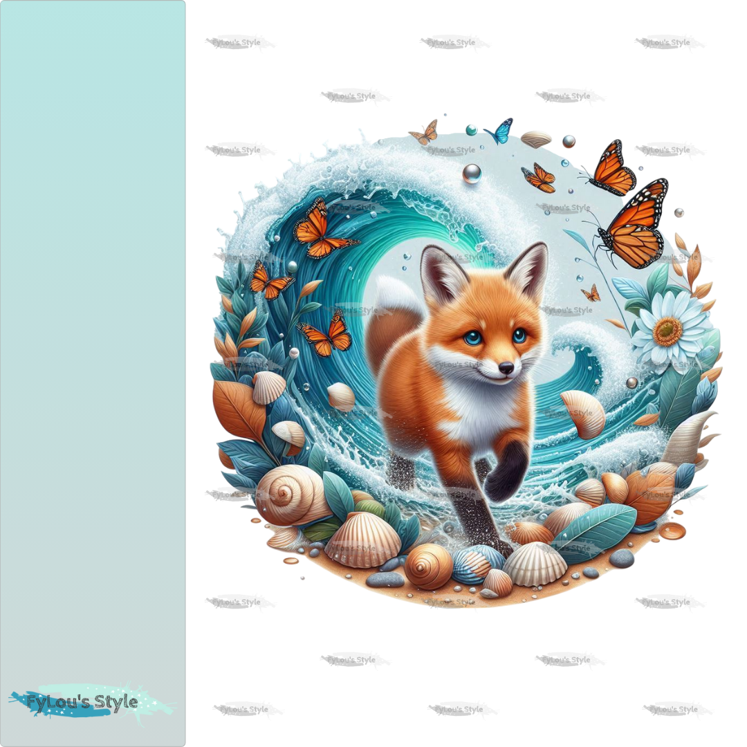 Bügelbild kleiner Fuchs in Wasserwelle #3 Fylou's Style