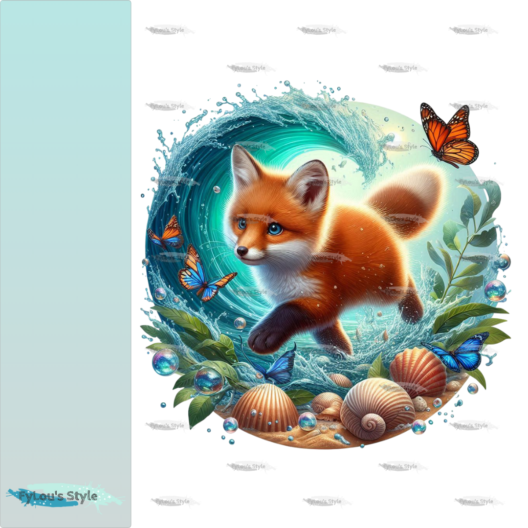 Bügelbild kleiner Fuchs in Wasserwelle #4 Fylou's Style
