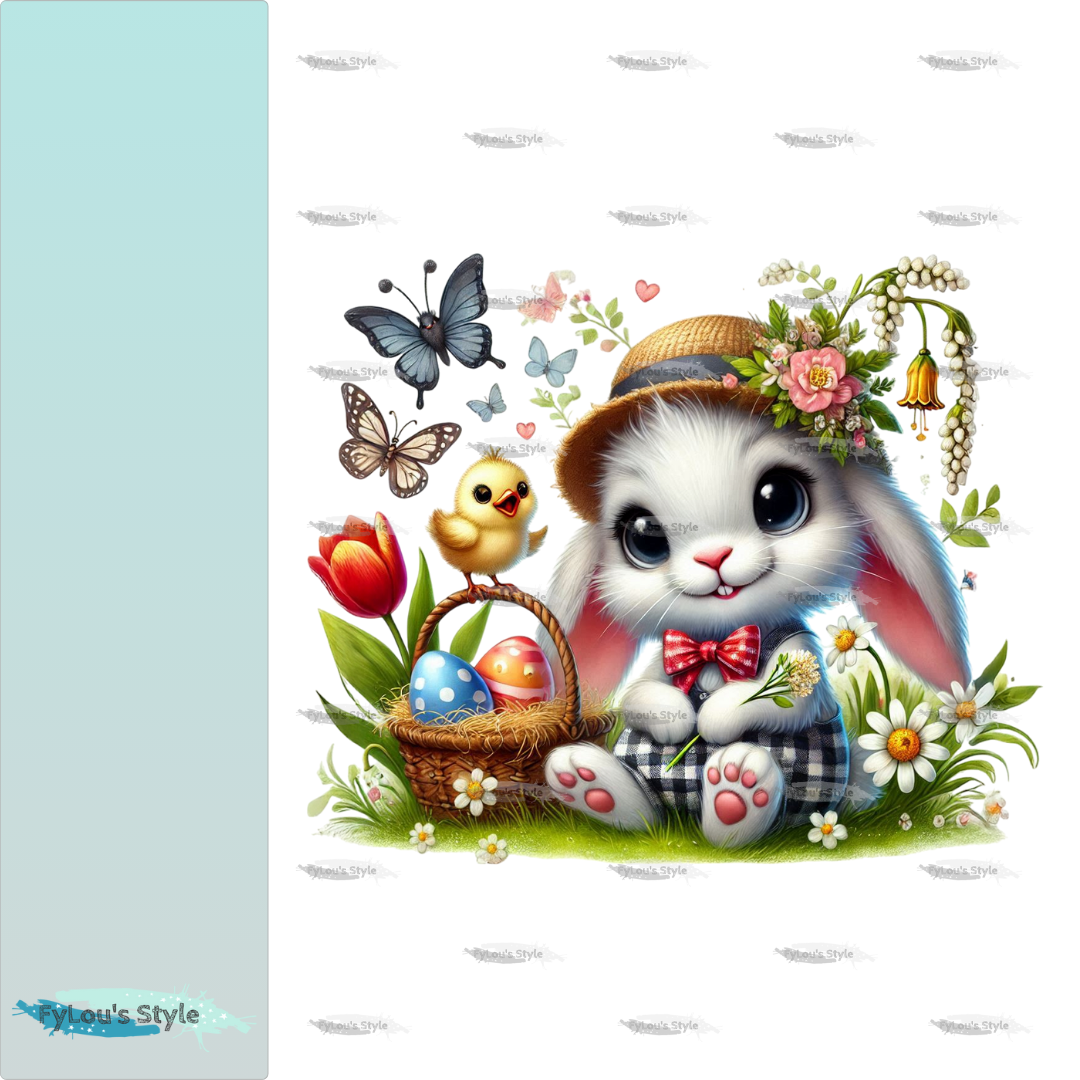 Bügelbild kleiner Hase mit Osternest Fylou's Style