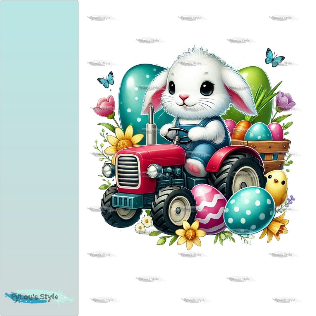 Bügelbild kleiner Hase mit Traktor Fylou's Style