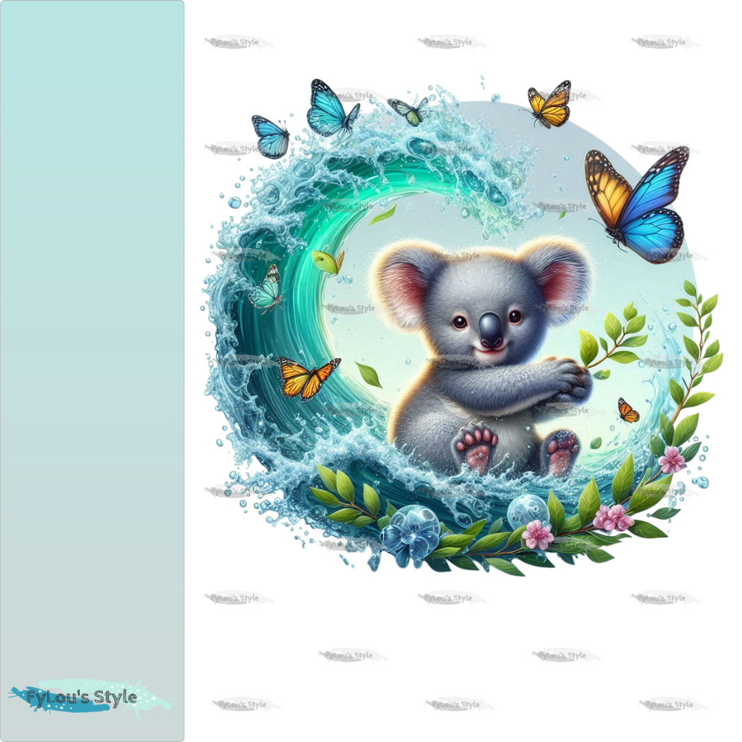 Bügelbild kleiner Koala in Wasserwelle #1 Fylou's Style
