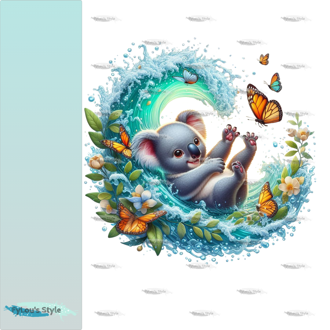 Bügelbild kleiner Koala in Wasserwelle #3 Fylou's Style