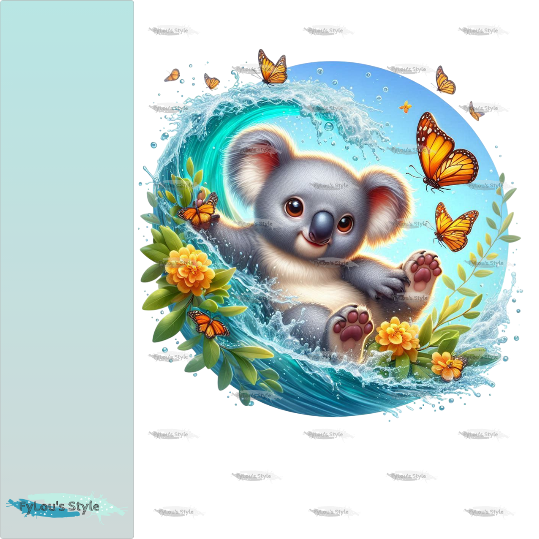 Bügelbild kleiner Koala in Wasserwelle #4 Fylou's Style