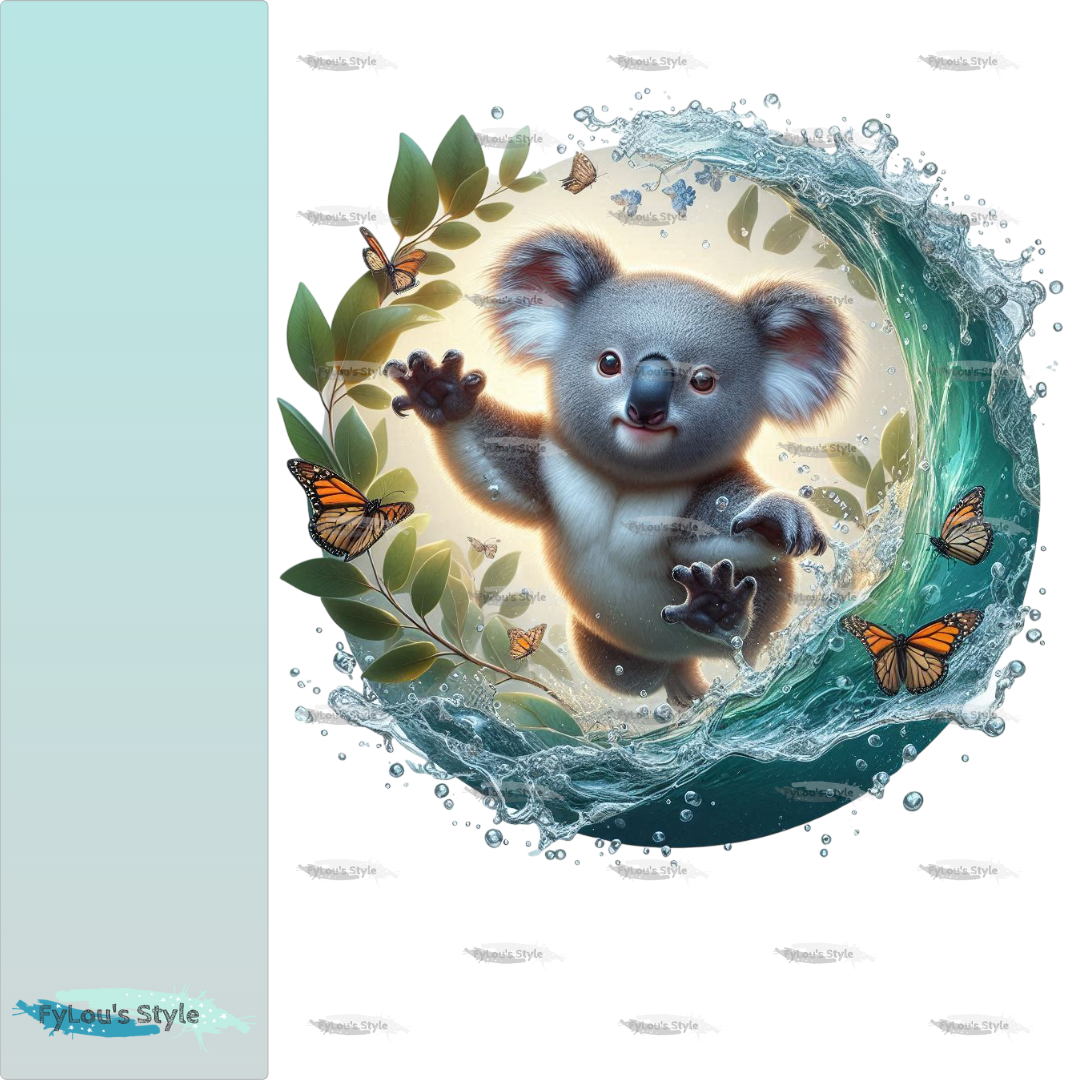 Bügelbild kleiner Koala in Wasserwelle #5 Fylou's Style