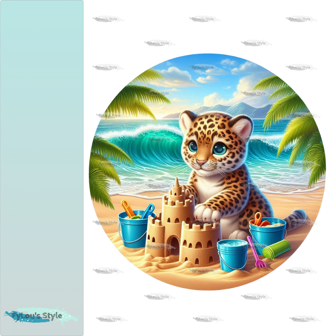 Bügelbild kleiner Leopard baut Sandburg Fylou's Style