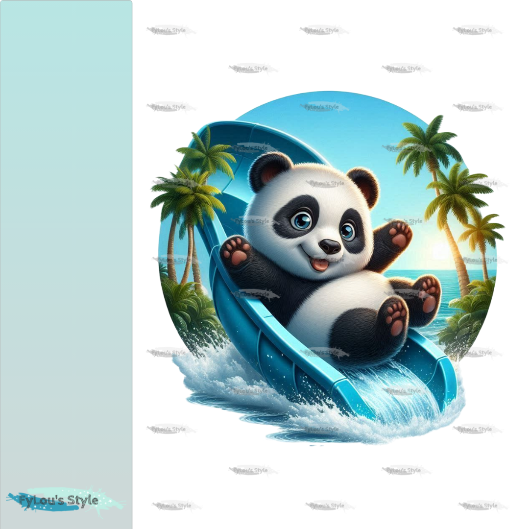 Bügelbild kleiner Panda auf Rutsche #7 Fylou's Style