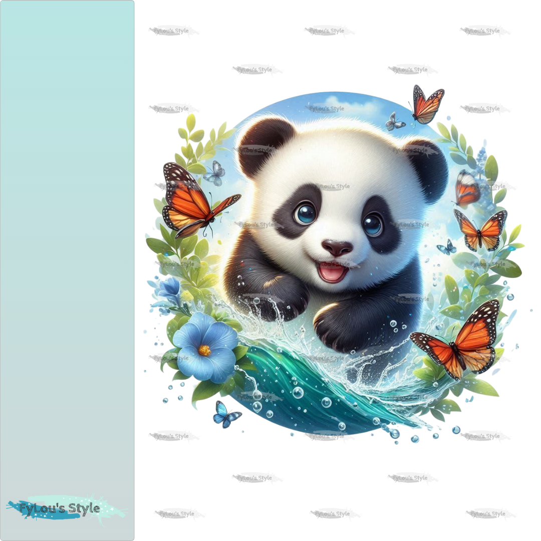 Bügelbild kleiner Panda in Wasserwelle #1 Fylou's Style