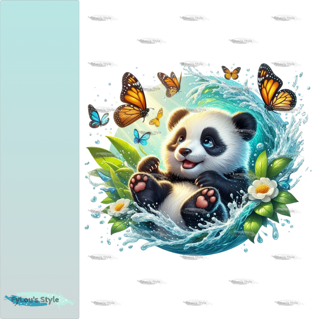 Bügelbild kleiner Panda in Wasserwelle #4 Fylou's Style