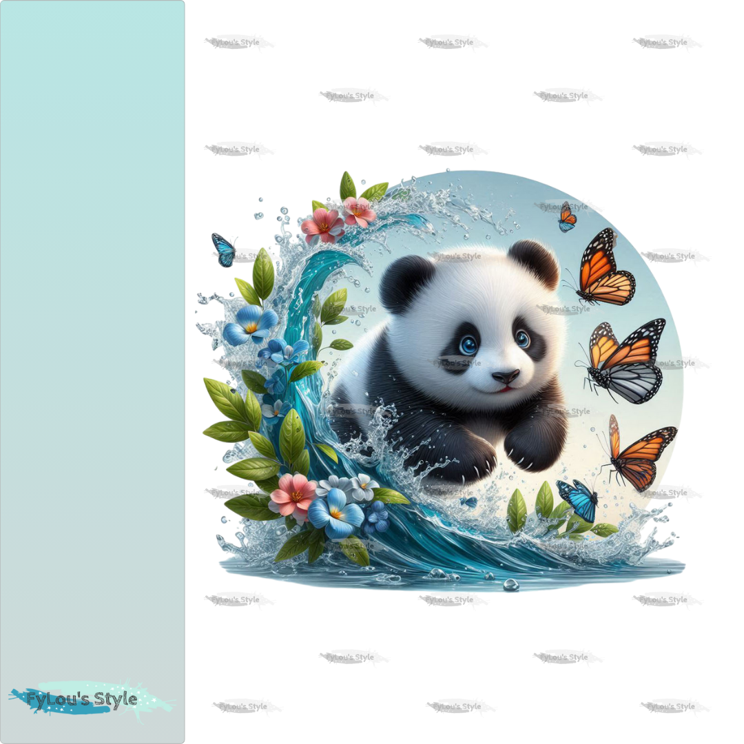 Bügelbild kleiner Panda in Wasserwelle #5 Fylou's Style