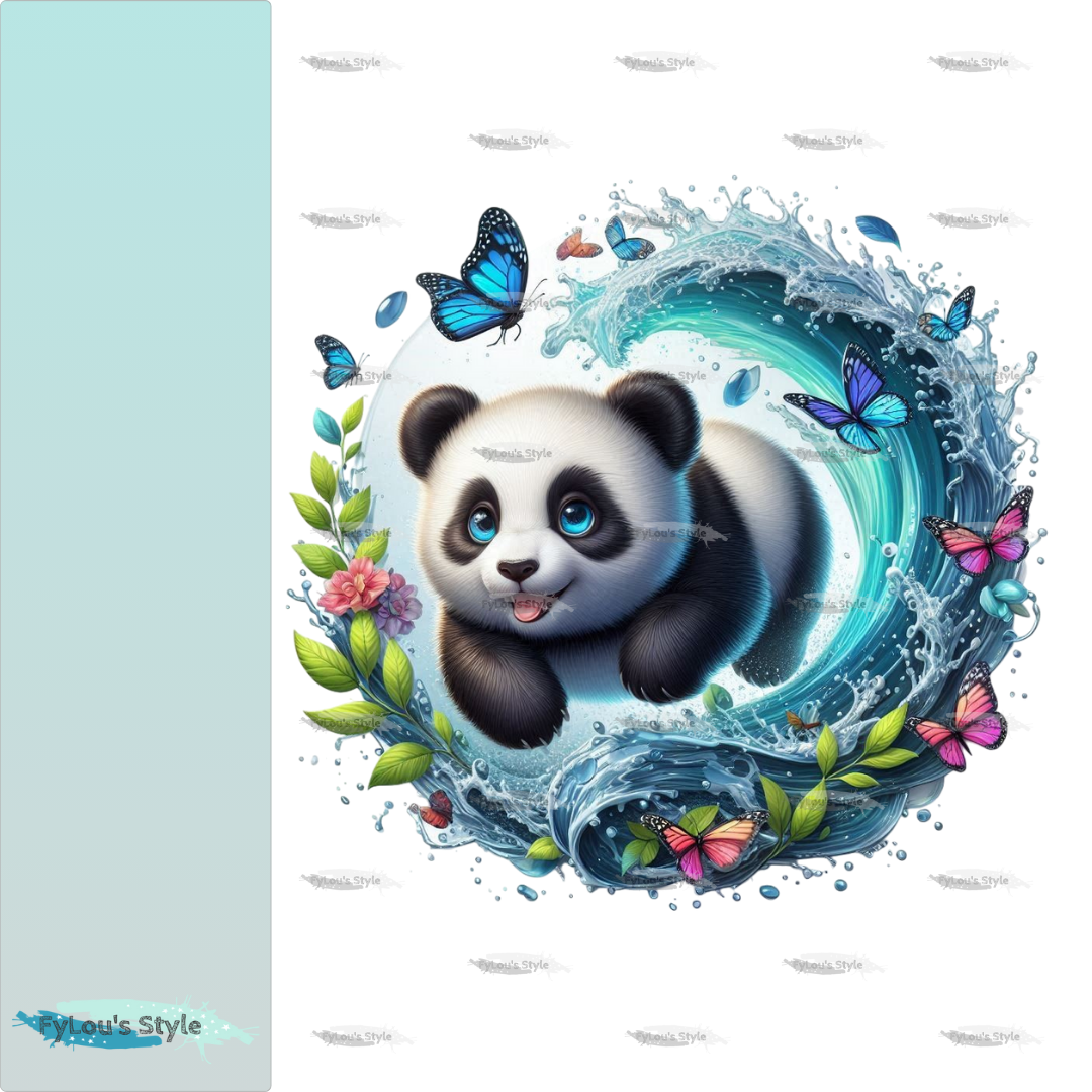 Bügelbild kleiner Panda in Wasserwelle #6 Fylou's Style