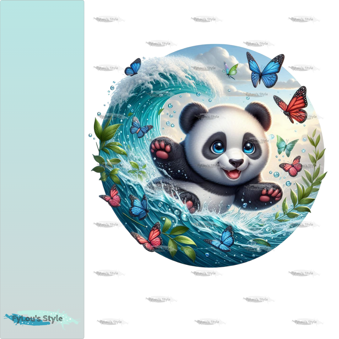 Bügelbild kleiner Panda in Wasserwelle #7 Fylou's Style