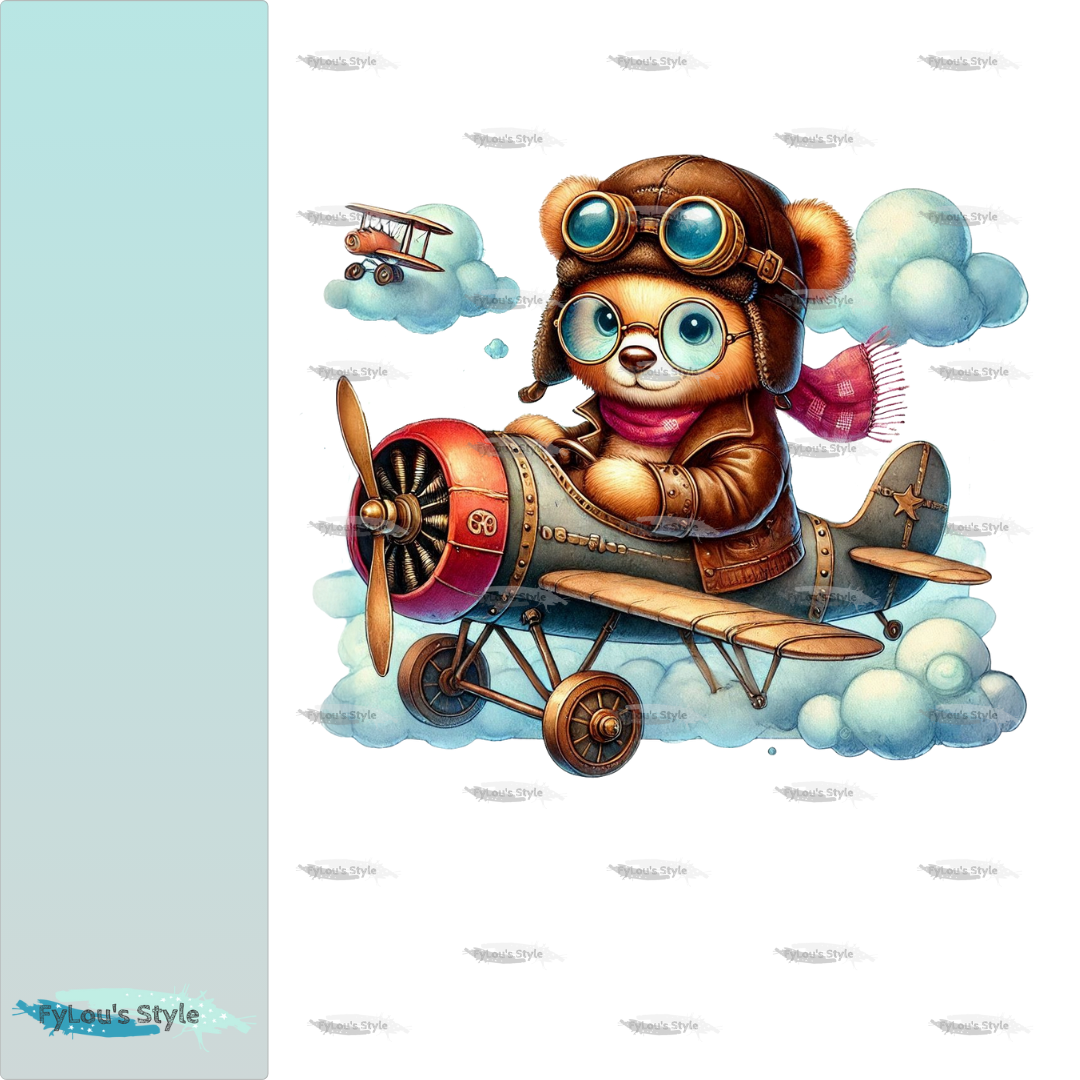 Bügelbild kleiner Steampunk Bär im Flieger #1 Fylou's Style