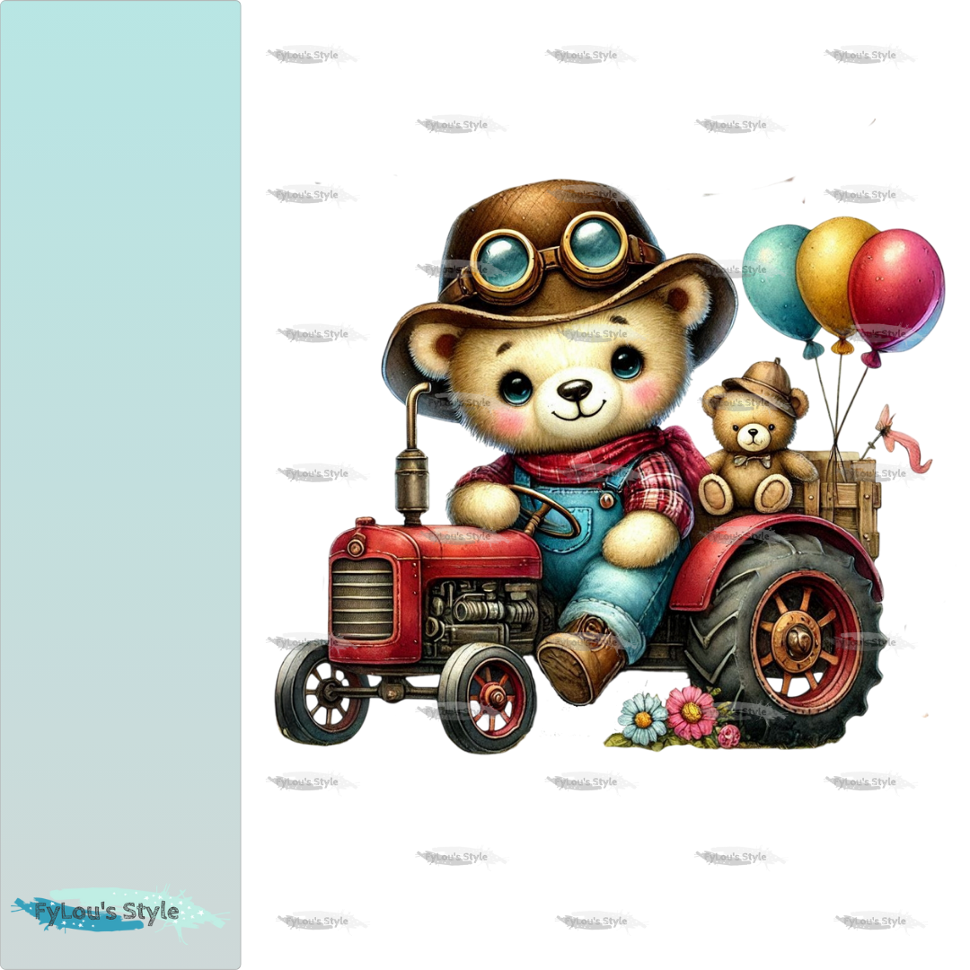 Bügelbild kleiner Steampunk Bär mit Traktor #1 Fylou's Style