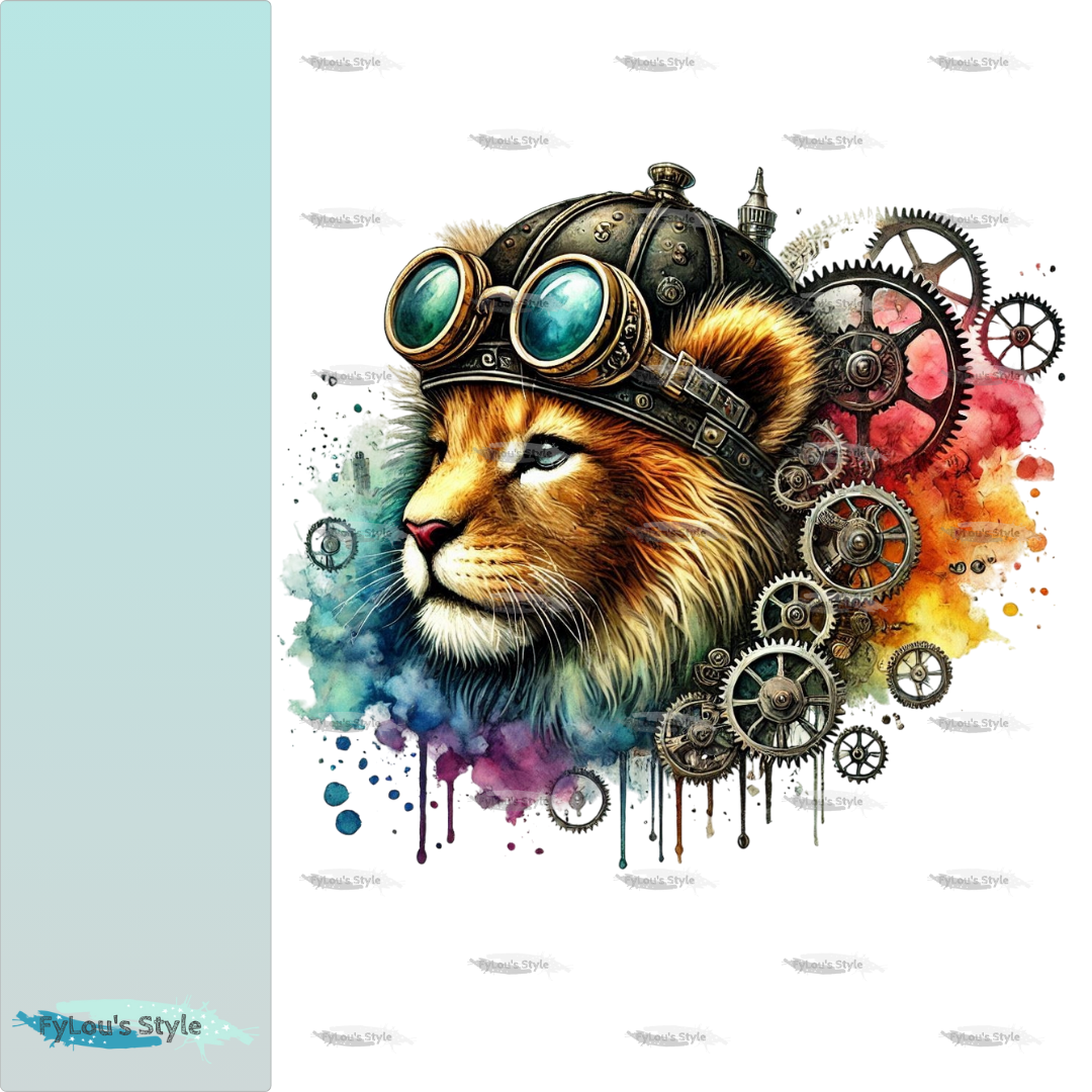 Bügelbild kleiner Steampunk Löwe #1 Fylou's Style
