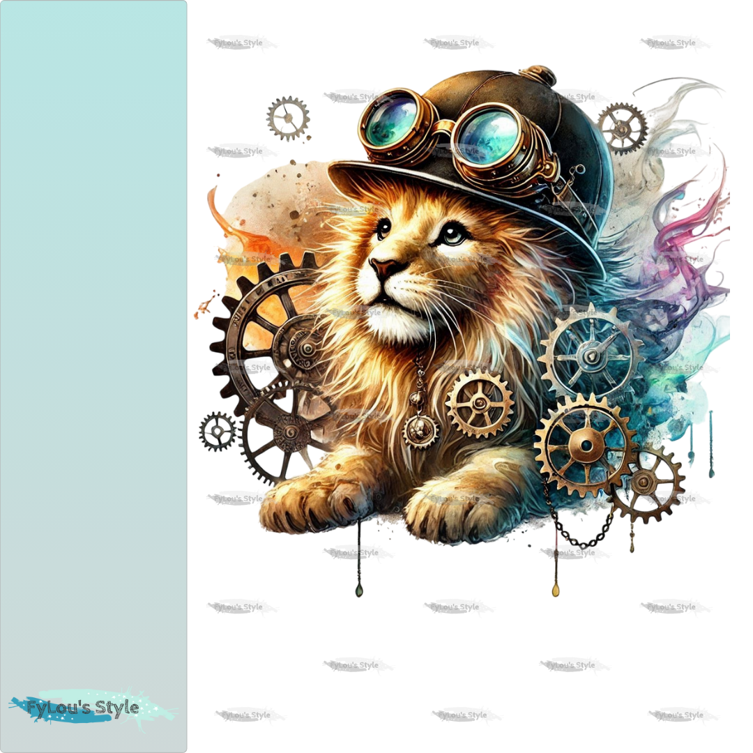 Bügelbild kleiner Steampunk Löwe #2 Fylou's Style
