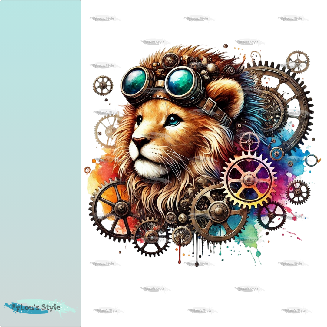 Bügelbild kleiner Steampunk Löwe #4 Fylou's Style