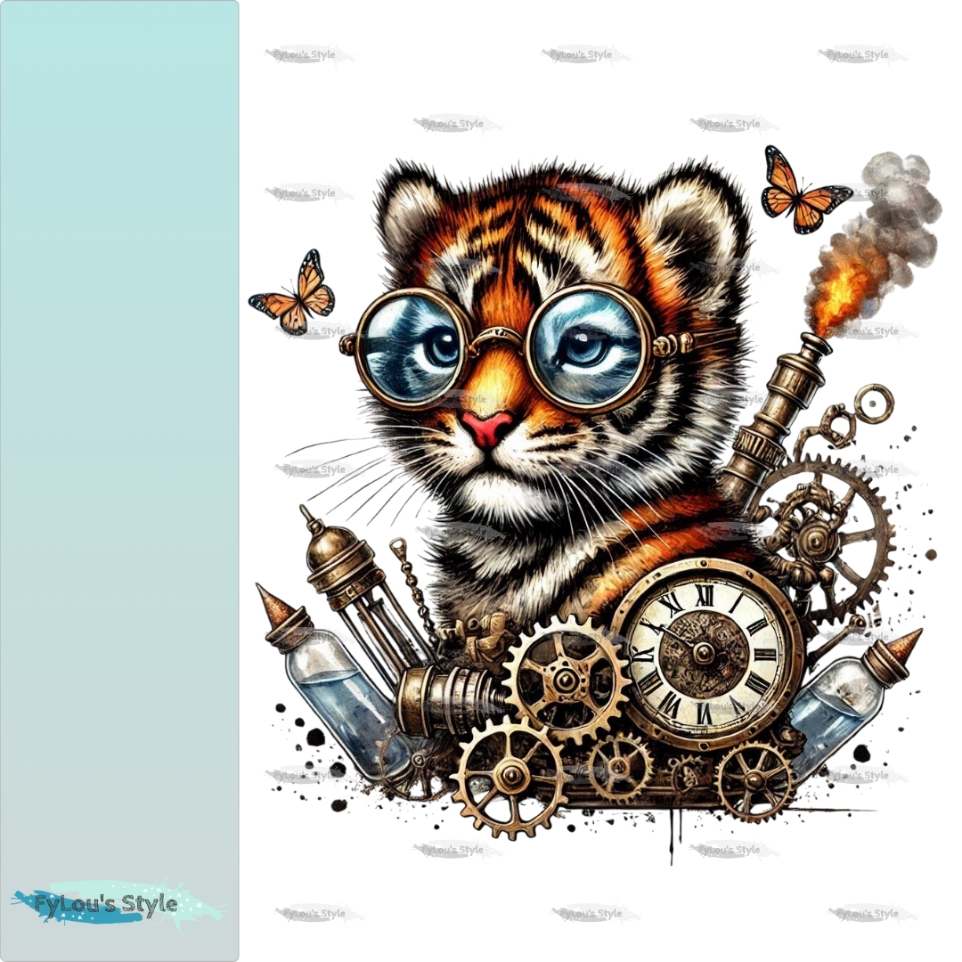 Bügelbild kleiner Steampunk Tiger #2 Fylou's Style