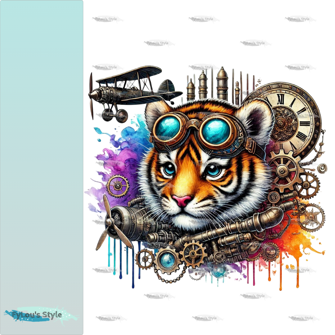 Bügelbild kleiner Steampunk Tiger #3 Fylou's Style