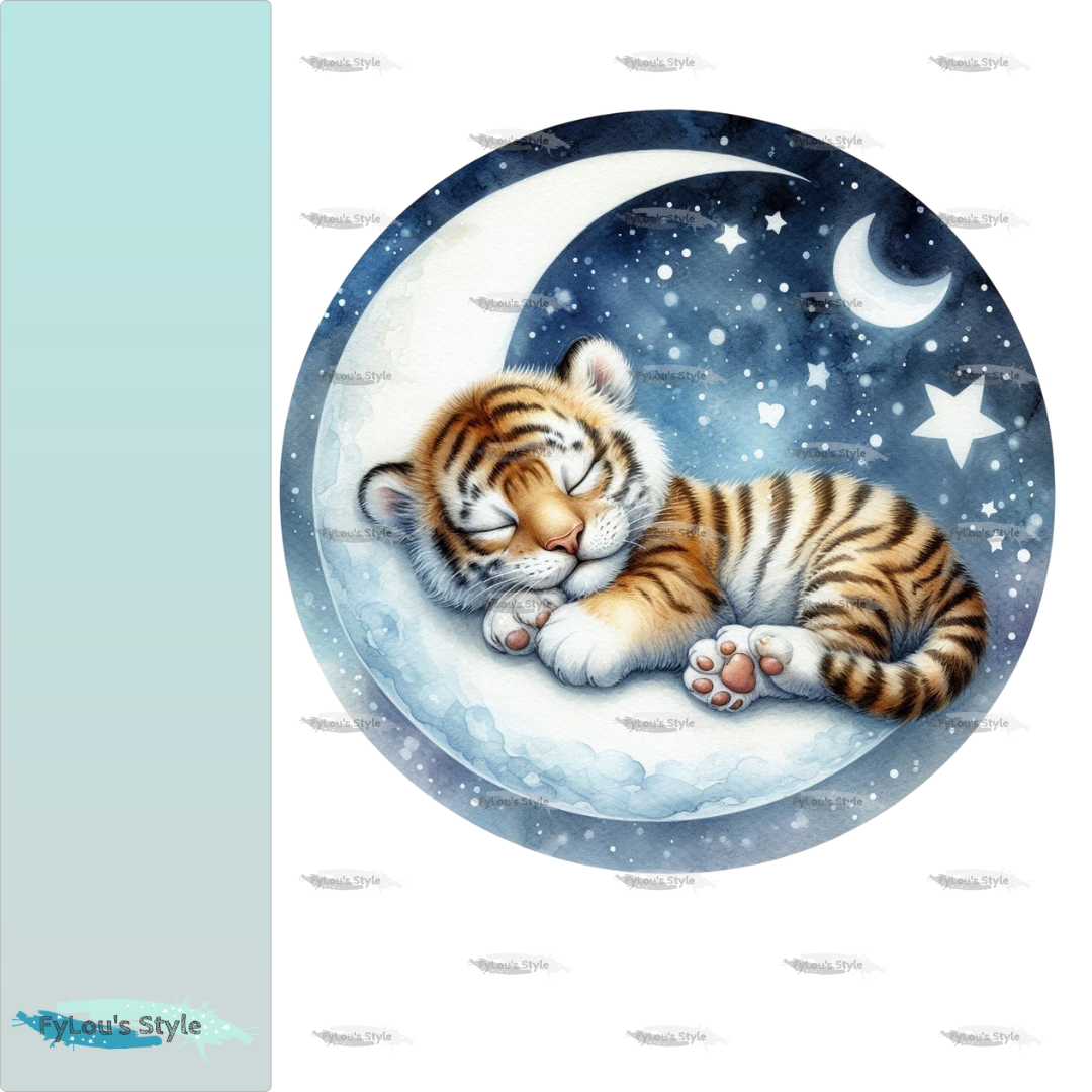 Bügelbild kleiner Tiger auf dem Mond Fylou's Style