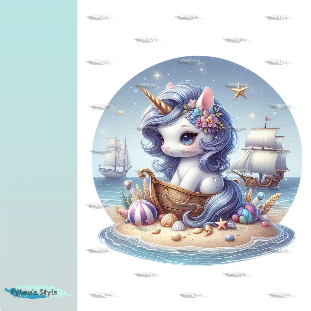 Bügelbild kleines Einhorn am Strand #3 - Fylou's Style