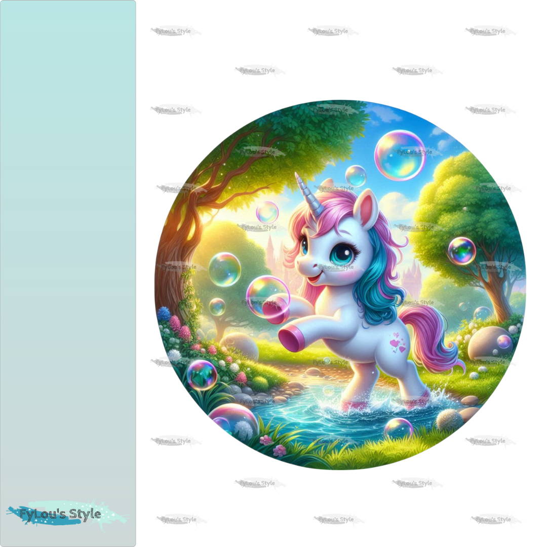 Bügelbild kleines Einhorn mit Seifenblasen #1 Fylou's Style