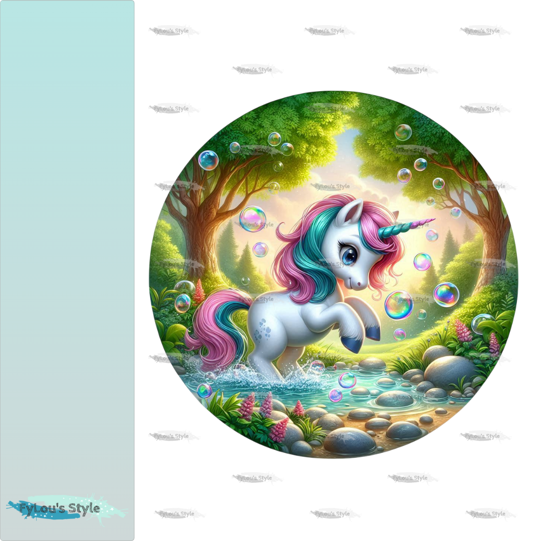 Bügelbild kleines Einhorn mit Seifenblasen #2 Fylou's Style