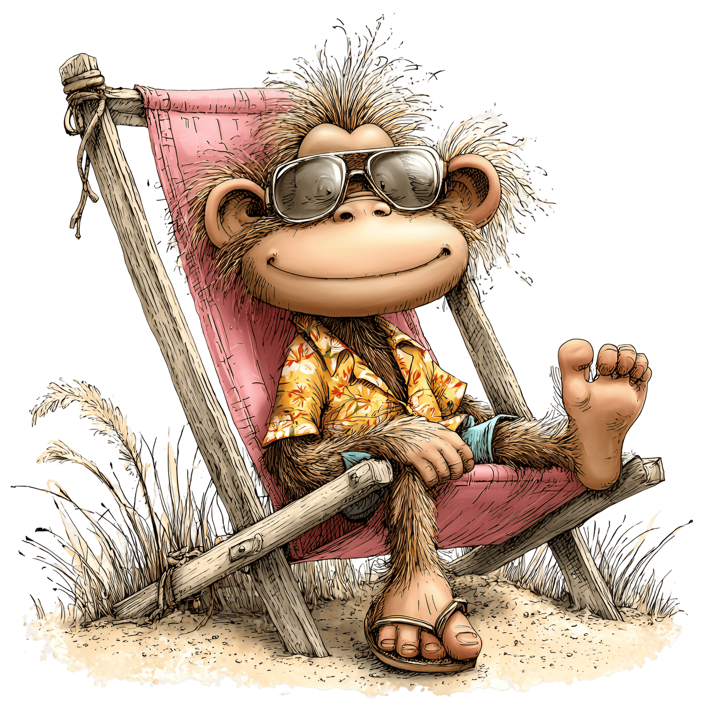 Bügelbild Relaxter Affe